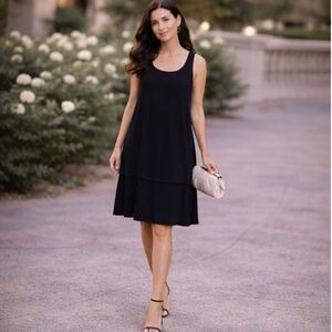 Staples Vintage Black Sleeveless Dress Women’s Sz Large Tiered Long Midi Gown